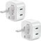 USB C Plug Fast Charge Plug,2 Pack Dual Port Type C USB Plug For Apple iPhone 16/15/15 Pro Max Wall Charger Adapter UK for iPhone 14/14 Pro/14 Pro Max/13/13 Pro/13 Pro Max/12 Pro Max/11 Pro/iPad