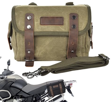 Bolsa de motocicleta: alforjas laterales de vintage, bolsas de sillín duales impermeables, paquete de engranajes traseros para conductores de motos, bolsa de cola enrollable | Bolsa de viaje para