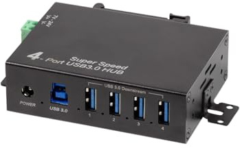 LogiLink 4-Port USB 3.0 Hub with Power Supply, Industrial Design, 5 Gbps, 10 W, with Over Current, Overvoltage and Short Circuit Protection