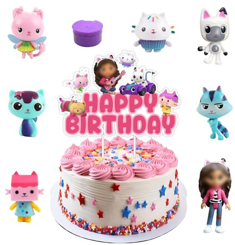 VOVhpbidy 9 Stück Gabys Dolhouse Mini Figuren Set Junge, Gaby Dolhouse Figuren Tortendeko, Mini Tortenfiguren, Kuchen Deko Kindergeburtstag, Happy Birthday Cake Topper für Geburtstag Party Supplies
