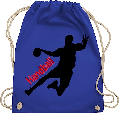 Turnbeutel Rucksack - Handball EM 2026 Trikot Ersatz - Handballer mit Schriftzug - Unisize - Royalblau - geschenke handballbeutel hanball juterucksäcke kinderturnbeutel halbball juterucksack