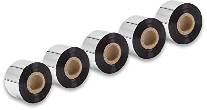 vhbw 5x Thermotransfer-Band kompatibel mit Printronix T5308, T5306 Drucker Etikettendrucker, Wischfest, 40 mm x 300 m, Wachs-Plus Schwarz