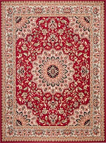 Carpeto Orientteppich Teppich Rot 250 x 350 cm Medaillon Muster Kurzflor Verona Kollektion