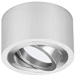 TEVEA Premium Deckenleuchte Aufbauspot Flach | Led Modul IP44 230V 7W 3 Step Dimmbar austauschbar | Deckenspot auch fürs Bad (Silber Gebürstet - Warmweiss)