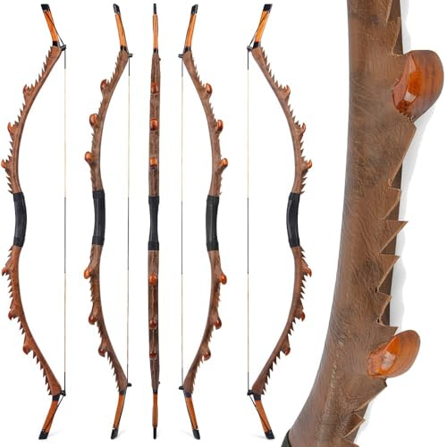 wolfman 35-55 lbs Traditioneller Bogen Erwachsener Chinesischer Drachen Langbogen Recurvebogen Sportbogen Bogenschießen Jagdbogen Mongolischer Reiterbogen für Anfänger Übungsgeschenk (55lbs, Braun)