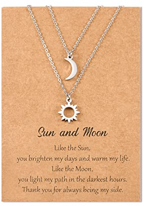SUNSH Sonne und Mond Halskette für Frauen Teens Mädchen Mutter Tochter Halskette beste Freundin Halsketten Freundschaft Bessties Set Schwester Schmuck BFF Freundschaft Geschenke für sie 2PCS Silber