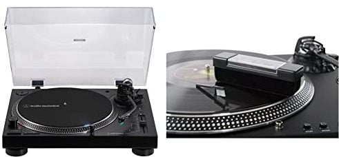 Audio-Technica AT-LP120xBTUSB Direct-Drive Turntable (Bluetooth & USB) & Acc-Sees APV004 Pro Vinyl Velvet Brush Record Cleaner – Includes Stylus Pick Up Brush - Anti-Static