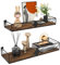 HORLIMER Schwebende Wandregal Schwarz, Schweberegal mit Metal Stäben und Holzbrett, Rustikale Regal Wand für Küche, Bad, Schlafzimmer, Wohnzimmer, Büro (2 Stück)