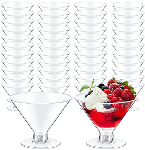 Yinkin 500 Pcs Plastic Martini Glasses 2oz 5oz 7oz Clear Cocktail Dessert Parfait Glasses Unbreakable Mini Martini Cups for Wedding Party Bowl Wine Ice Cream (5 oz)