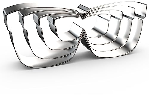 Lot de 4 emporte-pièces en forme de lunettes de soleil en acier inoxydable pour pâtisserie, 5/4/3/2