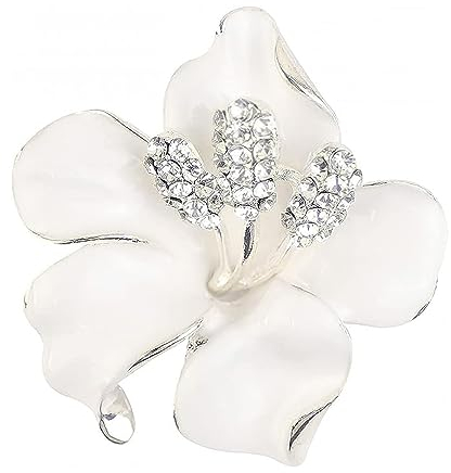 SSyang Broche Lis Broche Perle Lis Artificielle,Broche Lis Vintage pour Femmes Broche de fixation de vêtements,pour la Fixation de Pull,Châles et Robes,Cadeaux pour Les Filles, 4.5cm*5cm(Blanc)