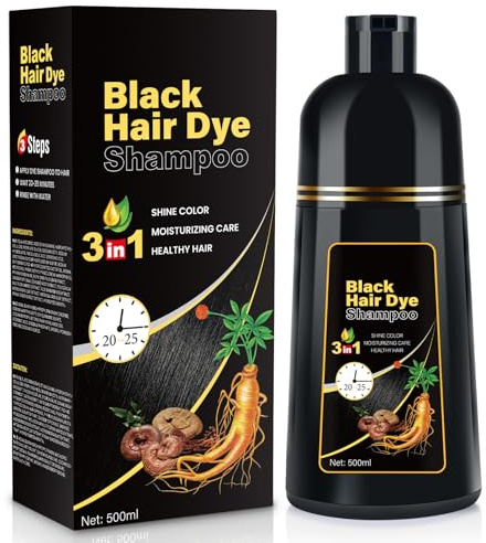 YOURTONE Black Hair Dye Shampoo 3 in 1, Hair Color Shampoo for Women & Men