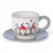 MIK funshopping Weihnachtstasse | Hochwertige Keramik-Tasse mit weihnachtlichem Design | Ideal für Heiß- & Kaltgetränke | Wichtel grau 250ml mit Untertasse