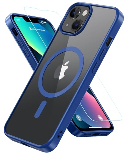 Hensinple Magnetisch Hülle für iPhone 13 Mini Hülle, Magnetisch Handyhülle iPhone 13 Mini Mit Panzer Schutz Glas, 360° Rundumschutz Stoßfest Case Cover Schutzhülle für iPhone 13 Mini 5.4 -Blau