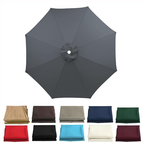 Patio Umbrella Replacement Cloth Canopy For Backyard Pool Umbrella Cantilever Parasol, 2.7M/3M+6 Arms/8 Arms Replacement Parasol Fabric Cover For Garden Umbrella(Color:Grey,Size:6Rib-3m/118in)