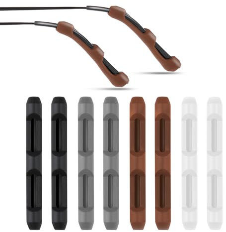 Prasacco 8 Pack Glasses Ear Cushions Silicone Ear Pads for Glasses Eye Glasses Ear Grippers Glasses Grips Behind Ears Anti Slip Glasses Arm Sleeve for Glasses Sunglasses, 4 Colors