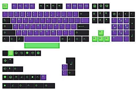 PBT Keycaps 135 Keys Cherry Profile DYE SUB EVA Purple Keycap For Mechanical Keyboard Japanese Russian Korean English Eva Purple Game Mecha-01 EVA