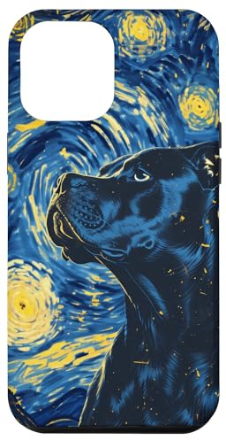Hülle für iPhone 14 Plus Pitbulls Deeply Hued Dog Van Gogh Sternennacht