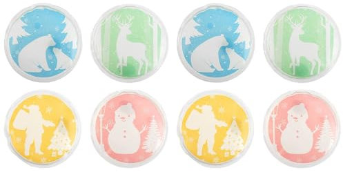 Truevaste 8 Set Handwärmer Kinder, Taschenwärmer Wiederverwendbar für Warme Finger im Herbst und Winter, Tragbar Taschenheizkissen mit Weihnachtsmuster, Frauen Mann, Stil B