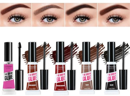 JasCherry Gel Fijador de Cejas con Cepillo, Fijación Extrema, Larga Duración, Resistente al Agua 5 PCS