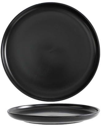 AIYoo 2 Pack Porcelain Dinner Plates,10 inch Large Dessert Salad Ceramic Kitchen Plate,Food Serving Dishes Set,Round Plates for Pasta,Snack,Fruit,Black