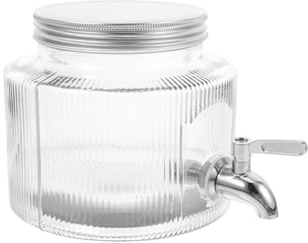 POPETPOP Dispensador De Vidrio Con Grifo Para Agua Fría Jarra De 7.08X7.08X5.70In Gran Capacidad Ideal Para Nevera Bebidas Frías Jugo Té Y Fiestas En Casa
