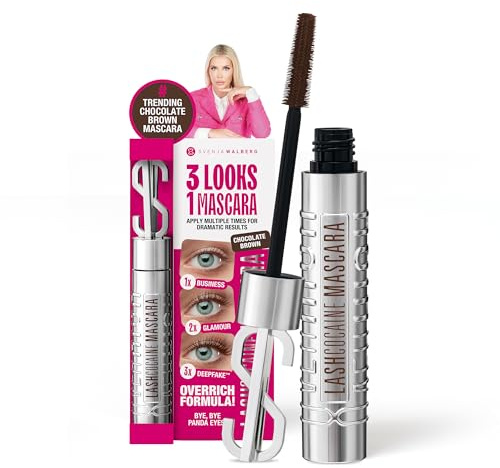 LASHCOCAINE OVERRICH MASCARA – NEW 3LOOKS Technology – Wimperntusche unterstützt natürliches Wimpernwachtum - TRENDING BROWN Mascara by Svenja Walberg - WISCHFEST - VEGAN - MADE IN GERMANY