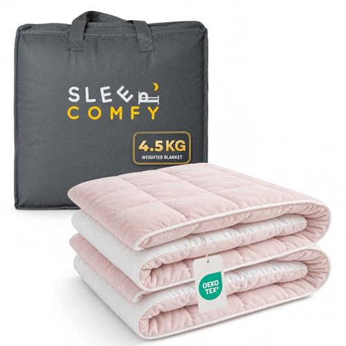 SLEEP COMFY Gewichtsdecke, 4.5 kg Therapiedecke für Stressabbau & Angstzustände, Hypoallergene Glasperlen, Weiche & Kühlende Baumwolle & Oeko-TEX, (Rose, 100 x 150 cm)