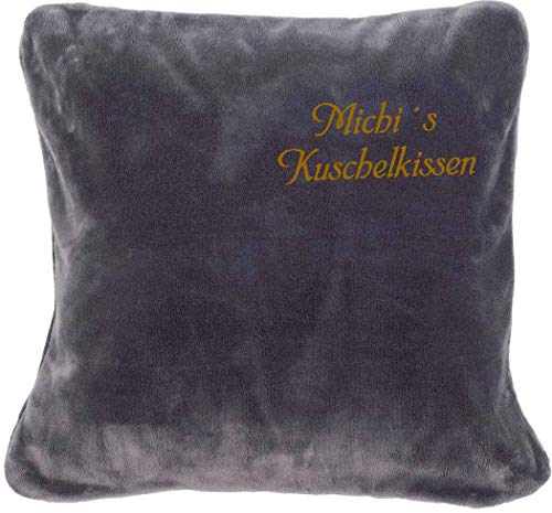 Krings Fashion Kissen Kuschelkissen mit Name, 50 x 50 cm, anthrazit, Stickfarbe wählbar, Wunschtext individuell eingestickt; Hülle mit Inlett, Übermittlung Wunschtext Button Jetzt anpassen