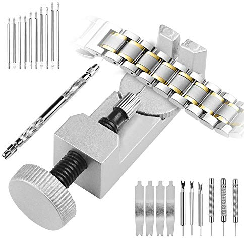 Dadabig 1 Kit Uhrmacherwerkzeug Uhrenarmband Strap Kettenbolzen Remover Uhrmacherwerkzeug Reparatur Entferner Profi Set mit Stiftausdrücker für Uhrmacher Armband Kürzen Werkzeug 3 Extra Pins Stift