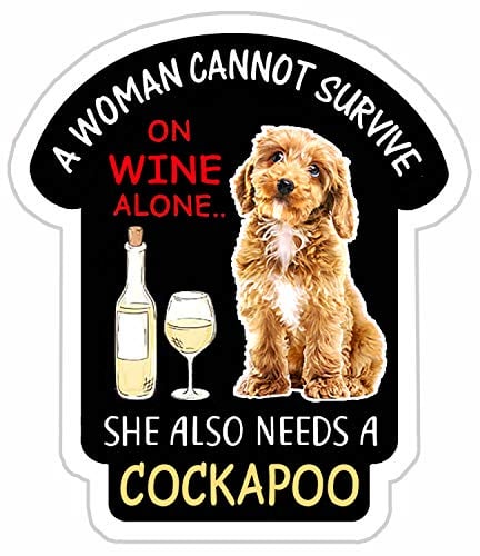 Cockapoo Dog Lovers Gift - A Woman Cannot Survive - Large Fun flexible Fridge Magnet - size 14 cms x 12 cms