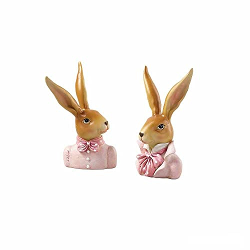 Florissima 2 Stück Hasenbüste Deko-Hasen Hasenkopf Pärchen 21 cm