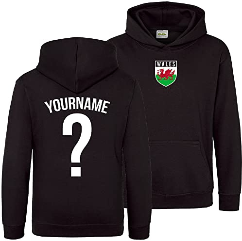 Purple Print House Wales Hoodys for Kids, Wales Flag Badge Custom Name and Number Hoodie, Welsh Football Personalised Retro Europe Cymru 2026 Footy Gifts for Boys Girls