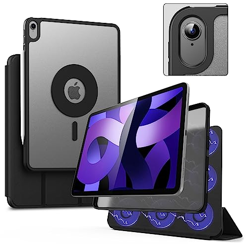 Marasone Funda iPad Air 5 generación 2022/ipad Air 4 generación 2020 Magnética 10.9 Pulgadas de Doble Capa con múltiples ángulos y Soporte de Carga de lápiz (Negro)