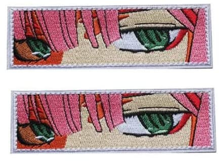 2 stücke Japan Anime Mädchen Zweidimensionale Schöne Mädchen Augen Stickerei Patch Militär Taktische Moral DIY Emblem Werkzeug Gear Applique mit Haken Bestickte Patch