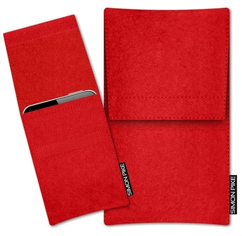 SimonPike Handyhülle passend für Apple iPhone 11 I X I XS I 11 pro I XR (Gr. G) | Sidney rot Filztasche aus Wollfilz Handy/Smartphone Tasche