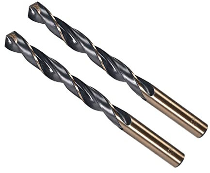 CoCud Torsion Foret Mèches, 12mm Coupe Bord, Titane & Nitrure Revêtement Haute Vitesse Acier 4341 Rond Tige - (Applications: pour Inox Acier Perçage Machine), 2-Pièces