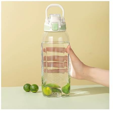 BybAgs Bouteille d'eau de sport décorative, Thermos en plastique, bouteille à presser for vélo avec poignée et couvercle de verrouillage, tasse Shaker de boisson Portable (Color : Groen)