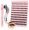 Glowing Win Einzelne Wimpern Extensions Set DIY Cluster Lashes Kit mit Lash Bond and Remover Individual Fake Lashes Extension Wimpernverlängerung 8-16mm Natürliche Künstliche Wimpern Cat Eye