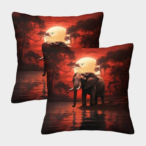 MEFESE Elefant Kuschelige Kissenbezug 2er Set Für Kinder - Tier Dekorativ Dekorative Bezüge Für Sofa - Mit Reißverschluss, Geeignet Für Jungen 40x40cm