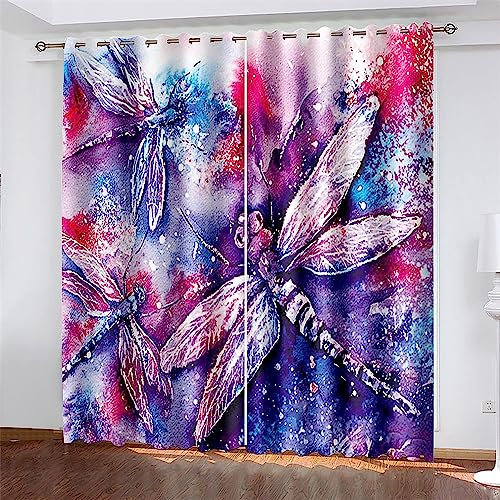 3D Libelle Insekt Vorhang Mit Ösen 2 X 75 X 166 Cm Mikrofaser Gardinen Blickdicht Verdunkelungs Scheibengardinen 2 Stücke Für Wohnzimmer Schlafzimmer Kinderzimmer Jugendzimmer -0D4K0P7F2T2A9F7R8Z3Q3M0