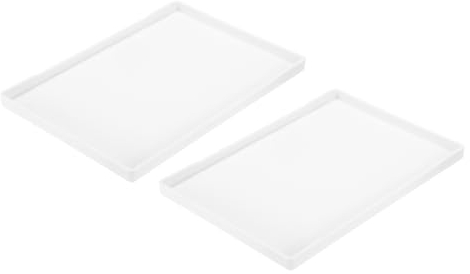 uxcell 2 bandejas pequeñas blancas de 28 x 40 cm, de plástico, rectangulares, de madera, para servir, para desayuno, cocina, baño