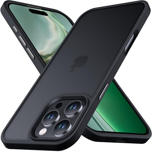 Anqrp Zero Serie für iPhone 16 Pro Max Hülle Kompatibel Induktive Aufladung, Transluzente Matte Slim Handyhülle Militärische Klasse Stoßfest Robuste Schutzhülle 6,9 Zoll, Schwarz