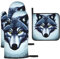 Fierce Wolf Headoven Handschuhe und Pfannen-Gestelle, 3-teiliges Set, Küchenhandschuhe für Küche, Kochen, Backen und mehr