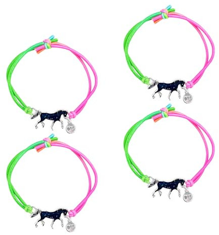 Lectorias 4 Stück Armband Mädchen, Freundschaftsarmbänder Kinder für Kindergeburtstag, Kinderarmband Mädchen, Stimmungsarmband Mädchen, Pferde Armband Wechselt die Farbe, Gefühlsarmband Kinder