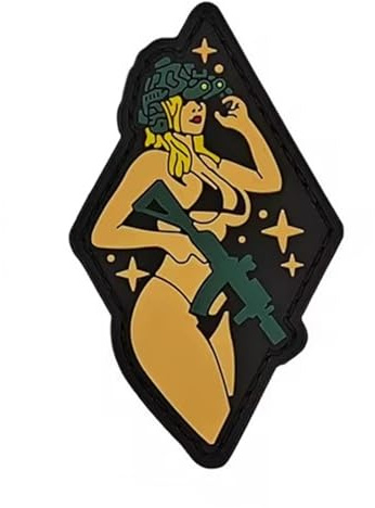 Viusneun 3D PVC Patches Klett Kriegerin Schönheit Militär Patch Aufnäher Patches Klett für Rucksäcke Taktische Kleidung Aufkleber Abzeichen Klettbänder (Grün)