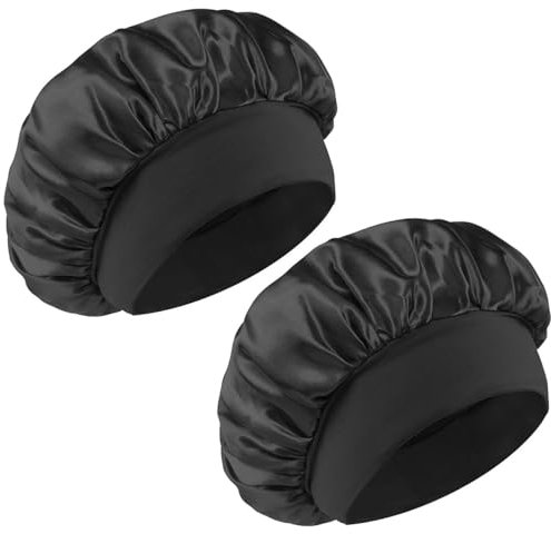Mecool 2 Pcs Adjustable Shower Caps for women | Reusable Satin Hair Bonnet for Sleeping | Elastic Bathing Shower Cap for Long Hair | Shower Accessories for Women | Night Hair Cap | Bath Hair Bonet