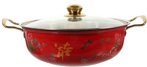 NUOBESTY Marmite Acier Inoxydable 28 Cm Poignées Doubles, Pot Ménager Multifonction pour Induction, Casserole à Couvercle en Verre, Ustensile Cuisine Résistant la Chaleur L’usure