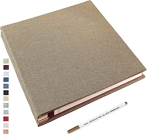 Yopih Selbstklebende 10x15 Fotoalbum Einkleben und zum Selbstgestalten Groß leinen Photoalbum mit 40 weißen Seiten, Hochzeit Jahrestag Geburtstag Geschenke, mit einem Kugelschreiber, 28x27cm