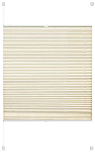 Deco Company Plissee zum Klemmen, Blickdichtes Faltrollo, Alle Montage-Teile inklusive, EASYFIX Plissee verspannt mit zwei Bedienschienen, Beige, 50 x 130 cm (BxH)